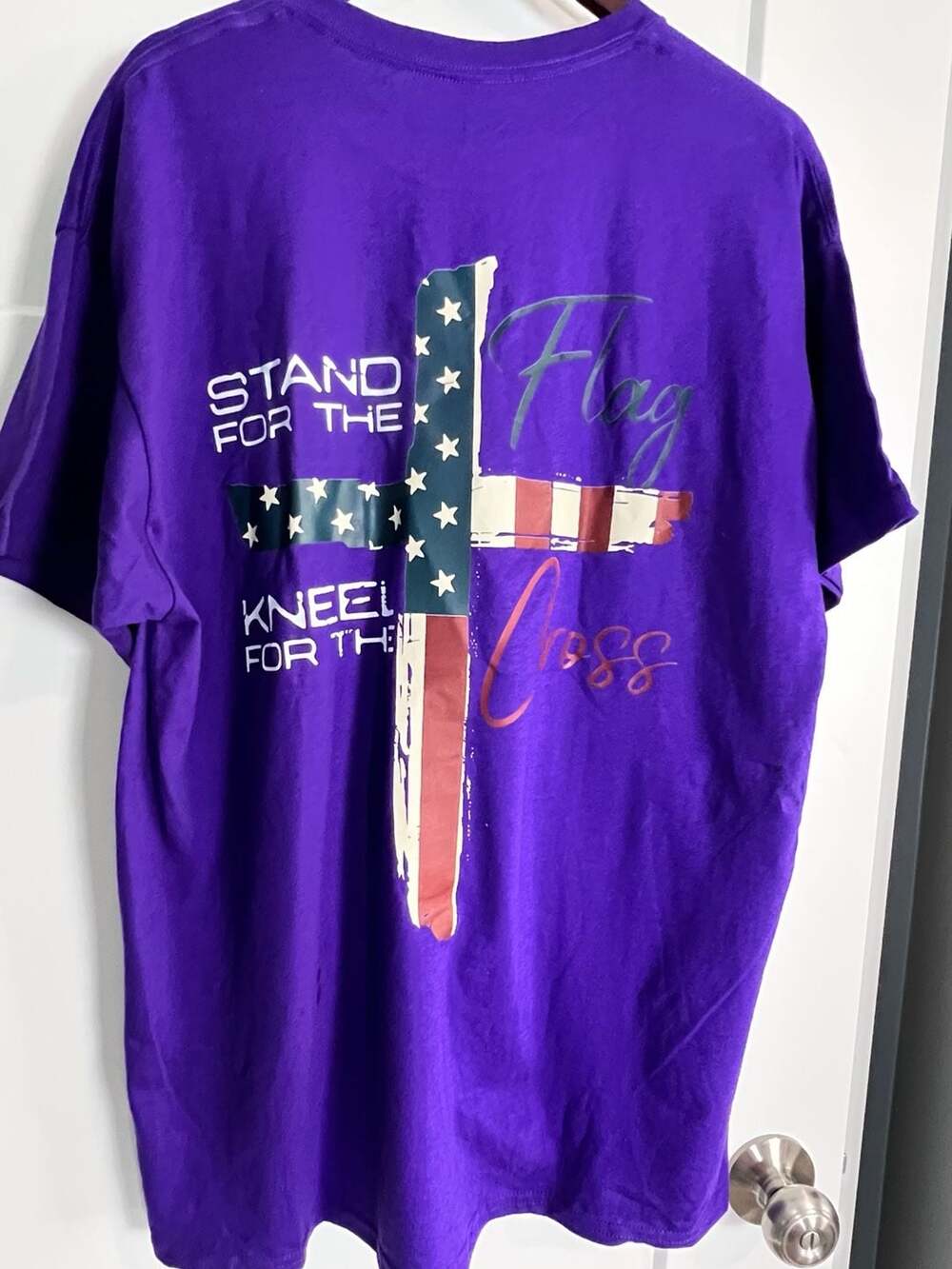 Gildan Heavy Cotton Stand For The Flag Kneel For The Cross Graphic T-Shirt